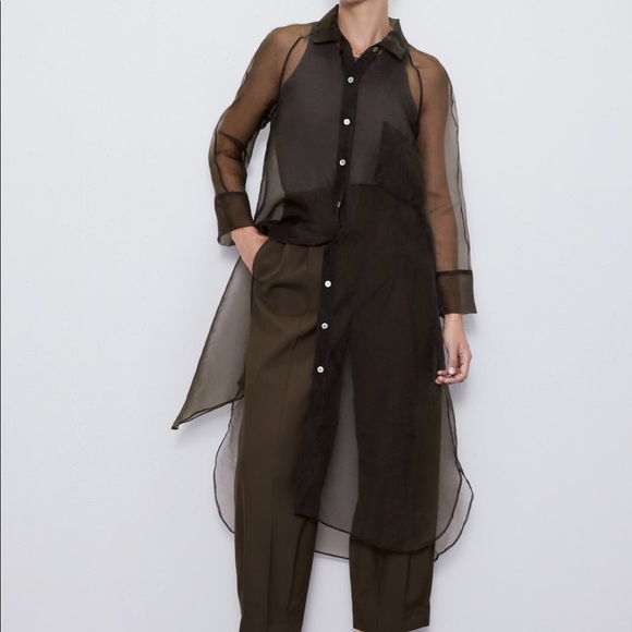 Zara Tops - Zara long organza shirt (bloggers fav )